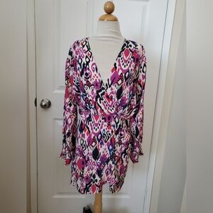 NEW Zara Purple Long Sleeve V Neck Dress Women's Size Medium